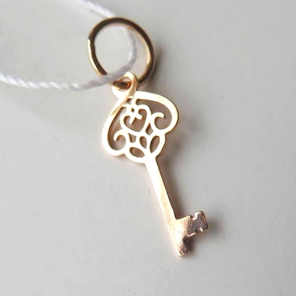 Key Rose Gold Plated Sterling Silver Pendant Charm - Picture 4 of 13
